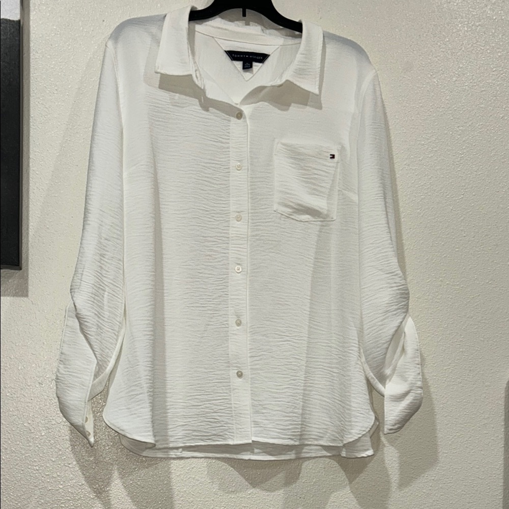 Tommy Hilfiger Crisp  antique White Collared Shirt